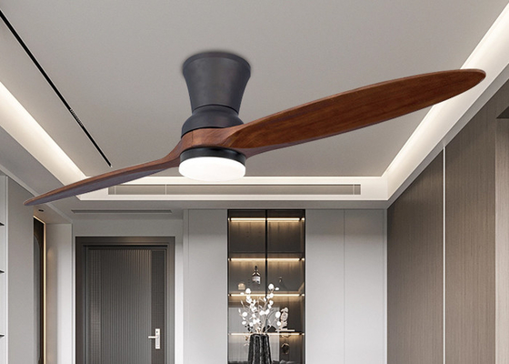 Luz integrada do fã de teto da madeira maciça de duas folhas para a sala de visitas
